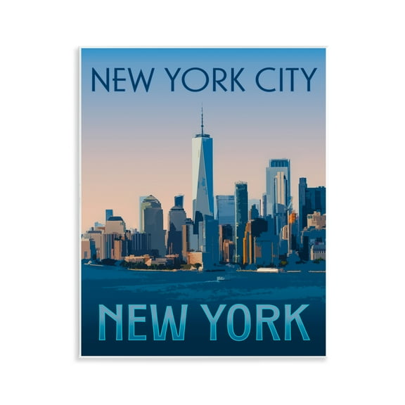 Stupell Industries New York Landmark Skyline Cityscapes Painting Unframed Art Print Wall Art, 11 x 14
