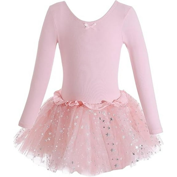 Dancina Girls Long Sleeve Leotard Sparkle Tutu Dress - Soft & Stretchy Ballerina Outfit for Ballet Class, Dance Recitals & Dress-Up