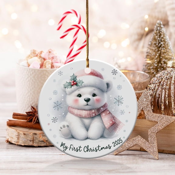 My First Christmas 2025 Ornament, Baby's First Ornament, Cute Polar Bear Ornament, Christmas Gift for New Parents, Baby Keepsake Gift