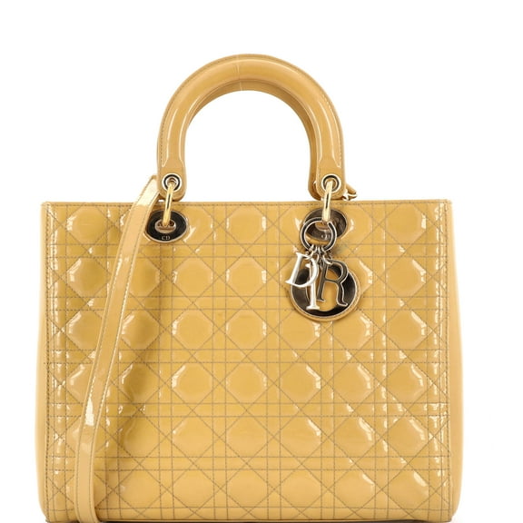 Pre-Owned Dior Lady Bag Cannage Quilt Patent Large By Rebag