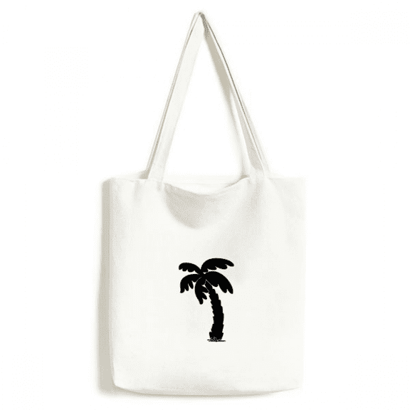 Coconut Tree Black Outline Tote Canvas Bag Shopping Satchel Casual Handbag