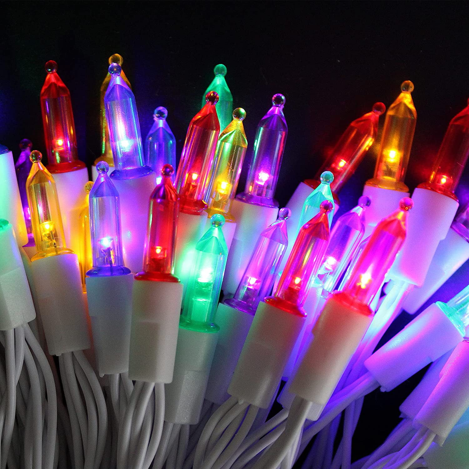 Battery Operated Mini Lights, White Wire – Christmas Light Source