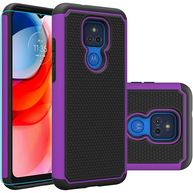 Moto G Play Case, Motorola G Play 2021 Case with HD Screen Protector,FYBTO Dual Layer Heavy-Duty Military-Grade Armor Defender Protective Phone Case Cover for Motorola Moto G Play (2021)
