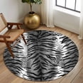 thumbnail image 2 of Round Rug 5Ft Washable Non-Slip, Leopard Stripes Circle Area Rugs for Living Room Bedroom, Vintage Black White Animals Texture Indoor Floor Mats Carpet Runner for Home Decor Aesthetic, 2 of 8