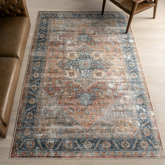 nuLOOM Purnima Medallion SplashGuard Machine Washable Area Rug, 8' x 10', Purnima Rust
