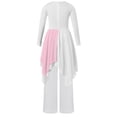 thumbnail image 4 of TSSOE Kids Girls Long Sleeve Praise Dance Dress Asymmetrical Liturgical Worship Church Robe and Wide Leg Pants Set Pink 14, 4 of 7