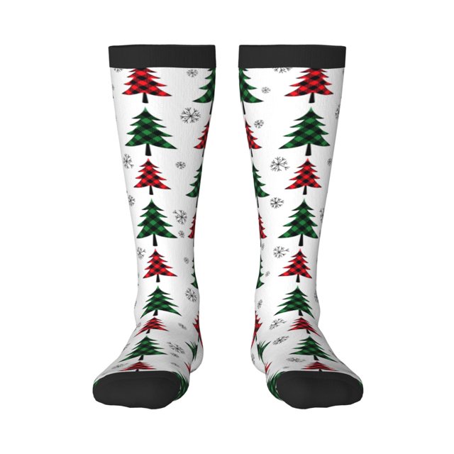 Balery Buffalo Plaid Christmas Trees Calcetines novedosos Calcetines deportivos Calcetines hasta la rodilla Calcetines de algodón Calcetines originales y geniales