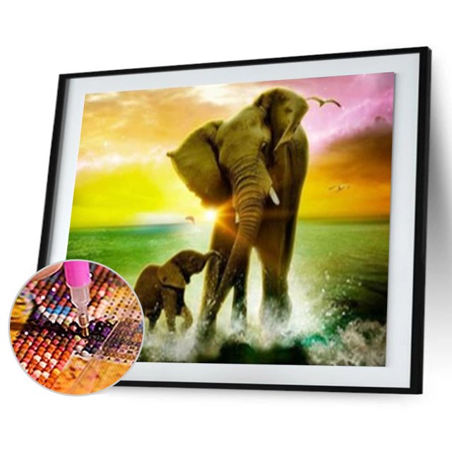 Cuadros Decorativos Elefante 5D DIY Diamond Painting Kits Resina Full Round Home Wall Ar Tmvgtek embutido en tela