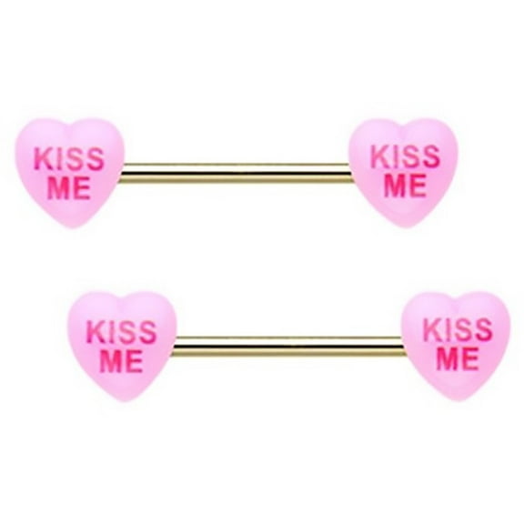 Body Accentz Nipple Ring Lick Me Ice Cream Cone or Crystal Lick Me Shield Kiss me- Surgical Steel - Barbell Piercing Kiss Me