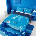 thumbnail image 2 of meiyoeat Cute Shark Monogram A Full Size Comforter Sets For Boys,Ocean Theme Bedding Comforter Set,Navy Blue Reversible,3-Piece,1 Comforter and 2 Pillowcases, 2 of 7