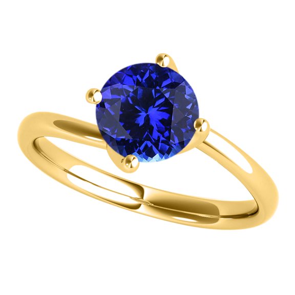Mauli Jewels Gemstone Engagement Ring For Women 1.05 Carat 6MM Round Tanzanite Solitaire Ring For Womens In 18K Solid Rose White Yellow Gold