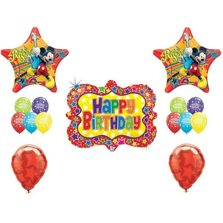 Rock Star Mickey Mouse Birthday balloons Decoration Musical Guitar Dance