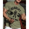thumbnail image 2 of Gymish Deadlift Heck Yes Workout Shirt for Men – Funny Deadlift Gym T-Shirt, Motivational Lifting Tee, Military Green, Small, 2 of 6