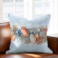 thumbnail image 2 of Summer Shell Throw Pillow Cover Ocean Starfish Coral Marine Life Cotton Linen Cushion Cover Throw Pillow Case with Invisible Zipper for Couch Sofa Bed Chair Car 16x16 Inch, 2 of 11