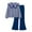 Blue-03, variant on Owordtank Girls Trendy Casual Sweatsuit: 2-Piece Striped Print Collar Pullover Sweatshirt & Flare Pants, Fall Winter School & Play Outfit