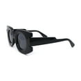 thumbnail image 3 of Womens Retro Mod Thick Plastic Rectangle Round Lens Sunglasses All Black, 3 of 4