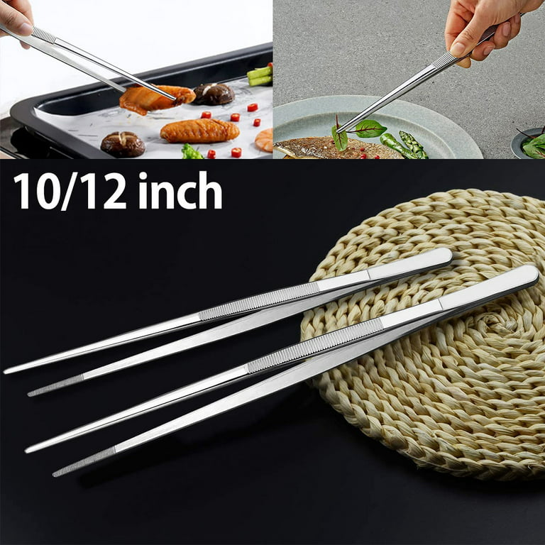 Yous Auto Cooking Tweezers 10/12 Inch Stainless Steel Straight