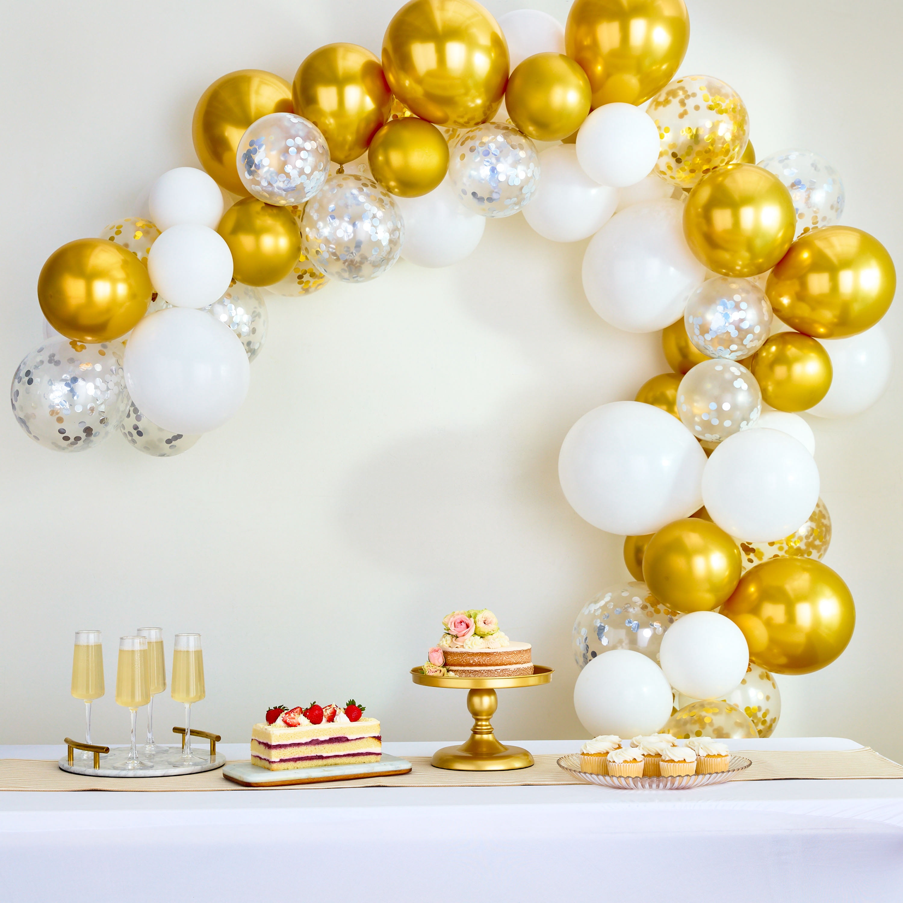 Gold/White Wedding Balloon Garland Kit, 76 Pieces, by Way To Celebrate