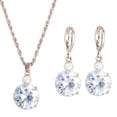 thumbnail image 4 of Yesbay Jewelry Set Round Rhinestone Pendant Necklace Bridal Leaverback Earrings,Silver, 4 of 4