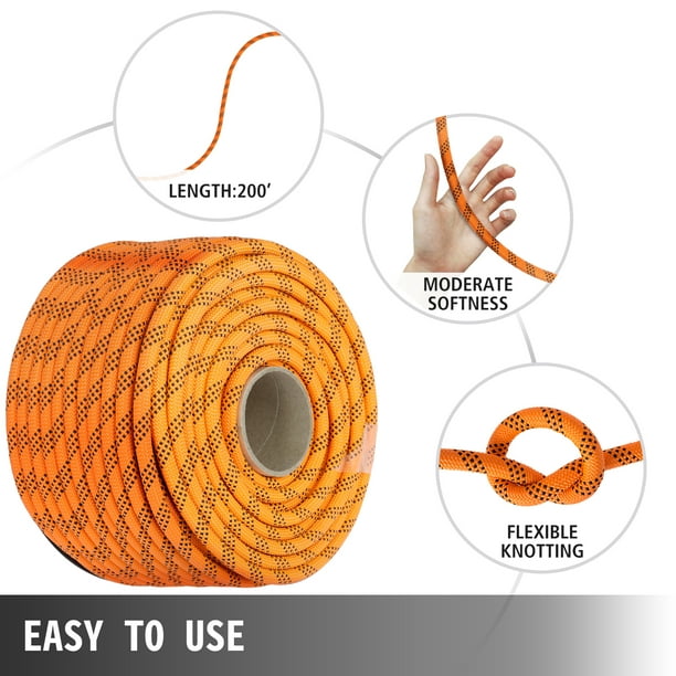 Vevor 7/16 Inch Double Braid Polyester Rope 200 Feet Nylon Pulling Rope 880lb High Force Polyester Load Sailing Rope For Arborist Gardening Marine (7/
