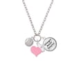 thumbnail image 2 of Delight Jewelry Silvertone Small Sparkle Clear AB Softball - Light Pink Heart Nurse Strong Zoe Necklace, 2 of 4
