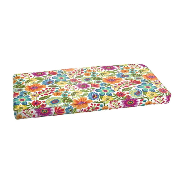 Multi Floral Indoor, Outdoor Bench Cushion, Corded