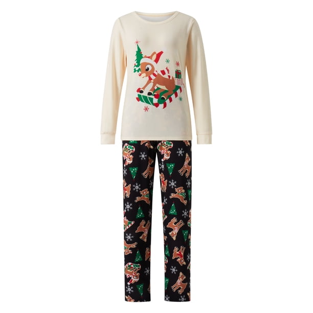 Pijamas navideños para toda la familia, conjunto de camiseta de manga larga con estampado de ciervos y pantalón para adultos, niños, bebés y perros.