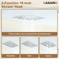 thumbnail image 5 of CASAINC 3-Spray Patterns Thermostatic 16 in. Ceiling Mount Rain Dual Shower Heads with Hand-Shower in Brushed Nickel, 5 of 11