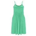 thumbnail image 4 of Womens Rompers for Summer Fashion Solid Color Large Round Neck Sleeveless Dress With Strap And Round Neck Dress Green (Size:L-5XL), 4 of 5