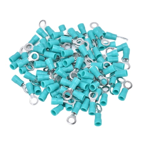 Uxcell 30PCS PVC Insulated Ring Terminal Lugs Blue RV2-6 AWG 16-14