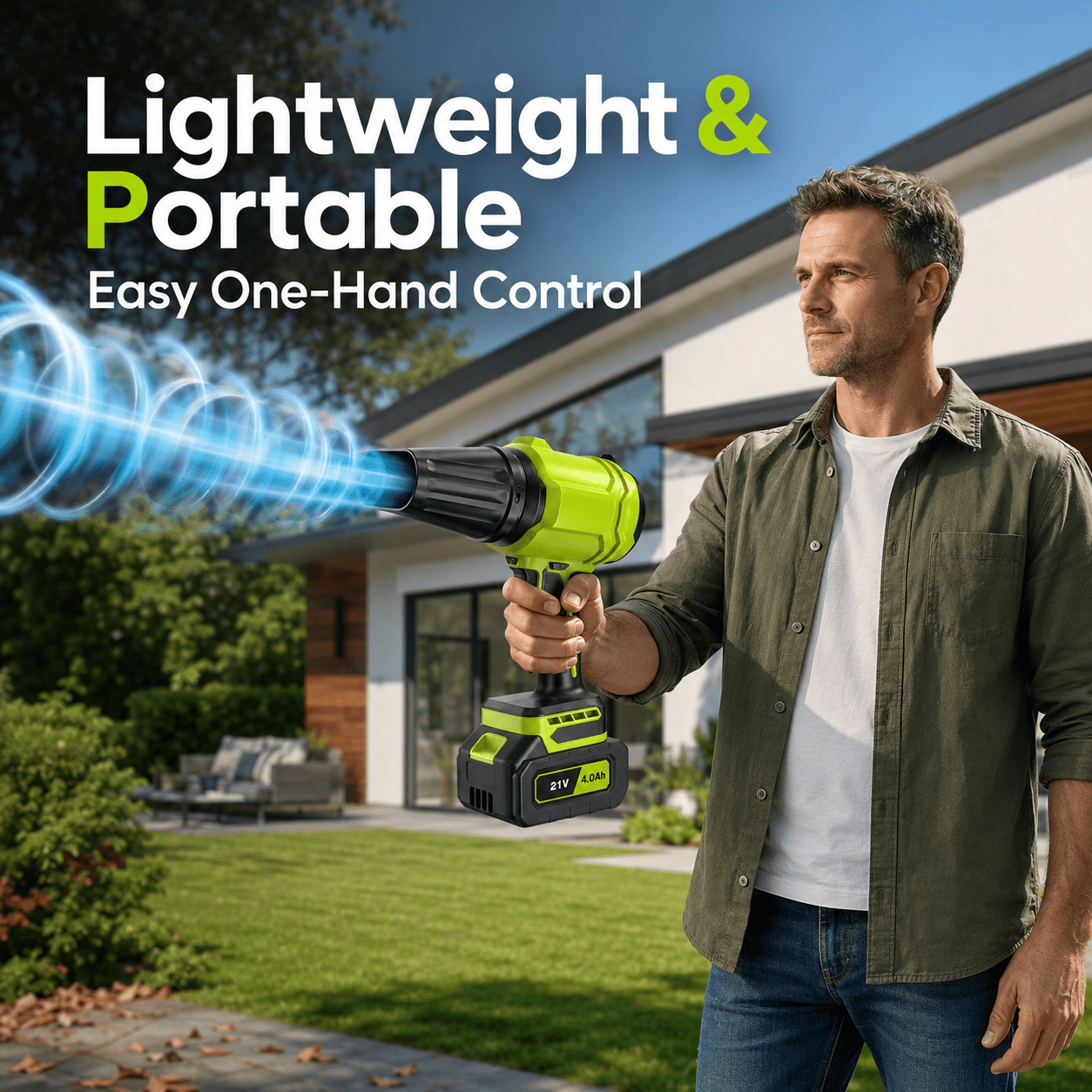 Cordless Leaf Blower with 2x 4.0Ah Batteries, 980,000 RPM Handheld Electric Leaf Sweeper, Lightweight Blower for Patio Cleaning, Lawn Care, Dust and Snow Removal