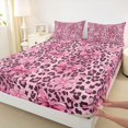 thumbnail image 4 of Manfei Vintage Leopard Print Bed Sheets,Pink Princess Bow Full Size Sheets,4 Pieces,1 Flat Sheet,1 Fitted Sheet and 2 Pillowcases, 4 of 6