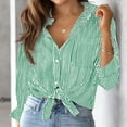 thumbnail image 2 of Holzkary Womens Button Down Shirts Striped Classic Long Sleeve Collared Office Work Blouses Tops with Pocket Oversized Long Sleeve Blouses Dress Shirts Work Tops Green Xl, 2 of 3