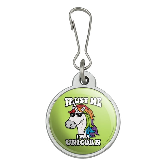 Trust Me I'm a Unicorn Funny Humor Jacket Handbag Purse Luggage Backpack Zipper Pull Charm