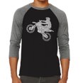 thumbnail image 1 of LA Pop Art Men's Raglan Baseball Word Art T-shirt - Freestyle Motocross - FMX, 1 of 2