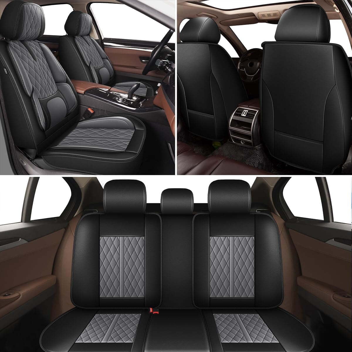LAONNVIR 2 Front Car Seat Covers Fit for Toyota RAV4 2013-2024 2025 Front Set Leather Seat Cushion Airbag Compatible Automative Seat Cover Protector Grey,Front Set(2 Seat)