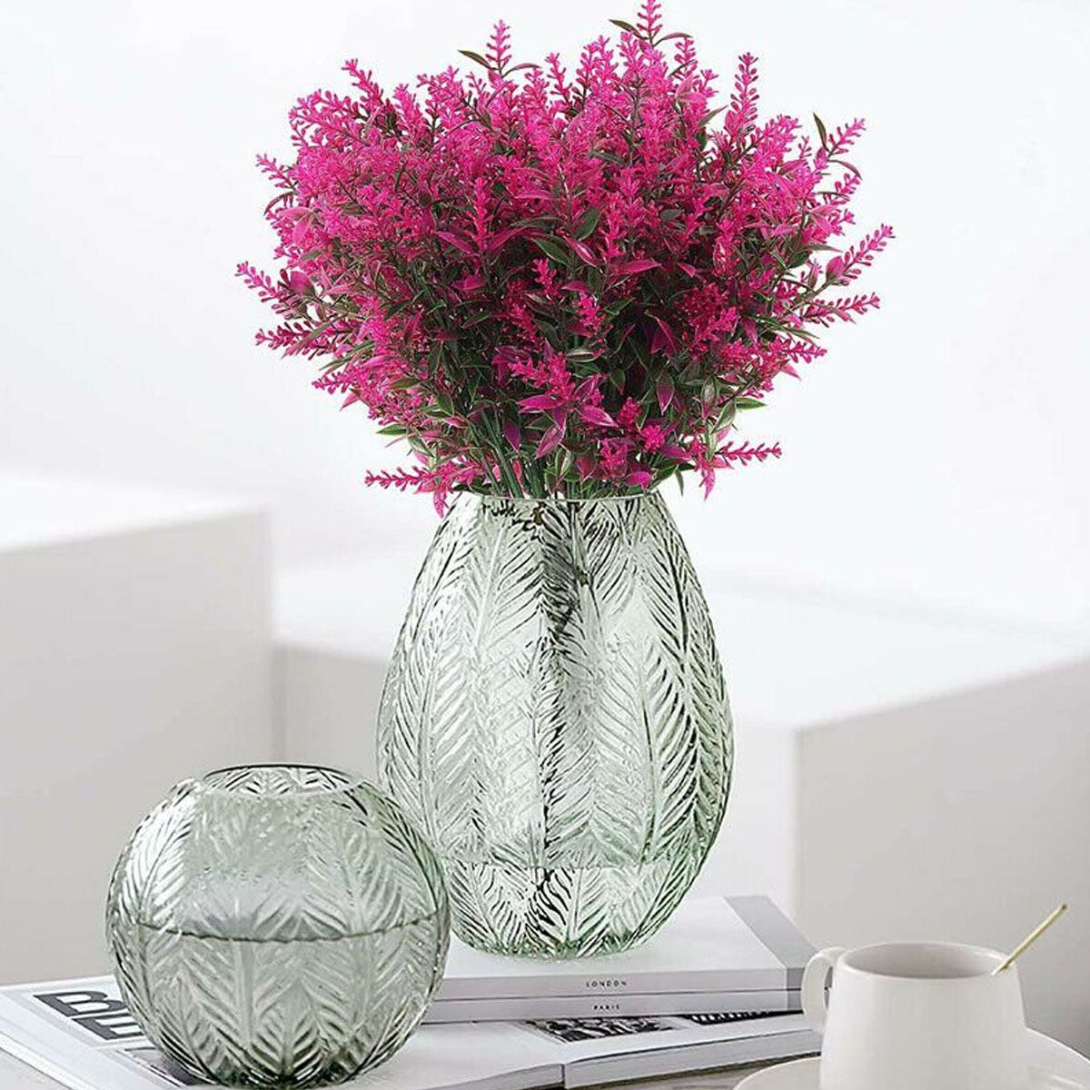 Gustave 16 Bundles Artificial Flowers Outdoor UV Resistant Fake Plants Faux Lavender Flower for Outside Porch Indoor Home Window Vase Decoration