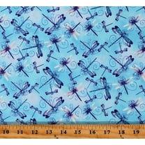 Cotton Dragonflies Insects Bugs Swirls Dragonfly Lagoon Blue Cotton Fabric Print by the Yard (2801-17)
