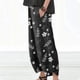thumbnail image 1 of ICHUANYI Clearance Women Casual Printing Pants Comfortable Elastic High Waist Casual Beach Pants(Black, S) ICHUANYI WER2023080815396, 1 of 8