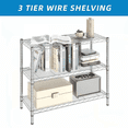 thumbnail image 6 of 3-Shelf Adjustable Chrome Metal Wire Shelving Rack, Floor Mount, 36" L x 14" W x 30" H, Industrial Style, 6 of 7