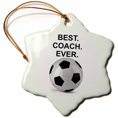 3dRose Best Coach Ever soccer ball - Snowflake Ornament, (The Best Soccer Ball Ever Made)