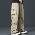 thumbnail image 2 of Mens Multi-Pockets Wide Leg Cargo Pants Fashion Streetwear Straight Trousers, 2 of 11
