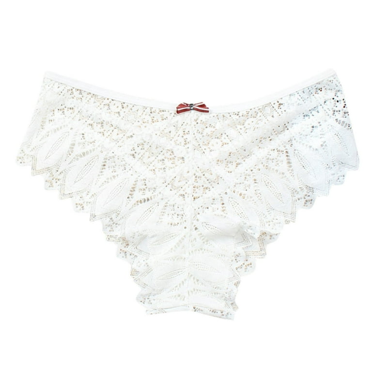 Fashion (white)S-5XL Transparent Full Lace Panties Ladies Low Waist Briefs  Sexy Hollow Boxer Large Size Sexy Panties Underwear JIN