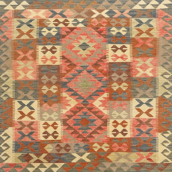 Ahgly Company Indoor Square Contemporary Sand Brown Southwestern Area Rugs, 8' Square