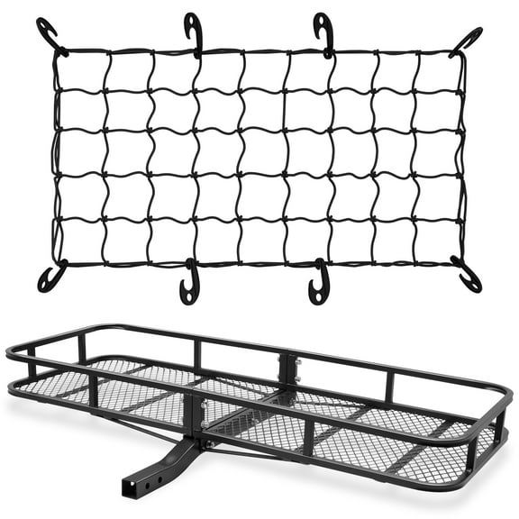 ARKSEN 60" x 24" x 6" Hitch Mount Angled Shank Cargo Carrier Luggage Basket W/Cargo Net Fit 2" Receiver 500LBS Capacity