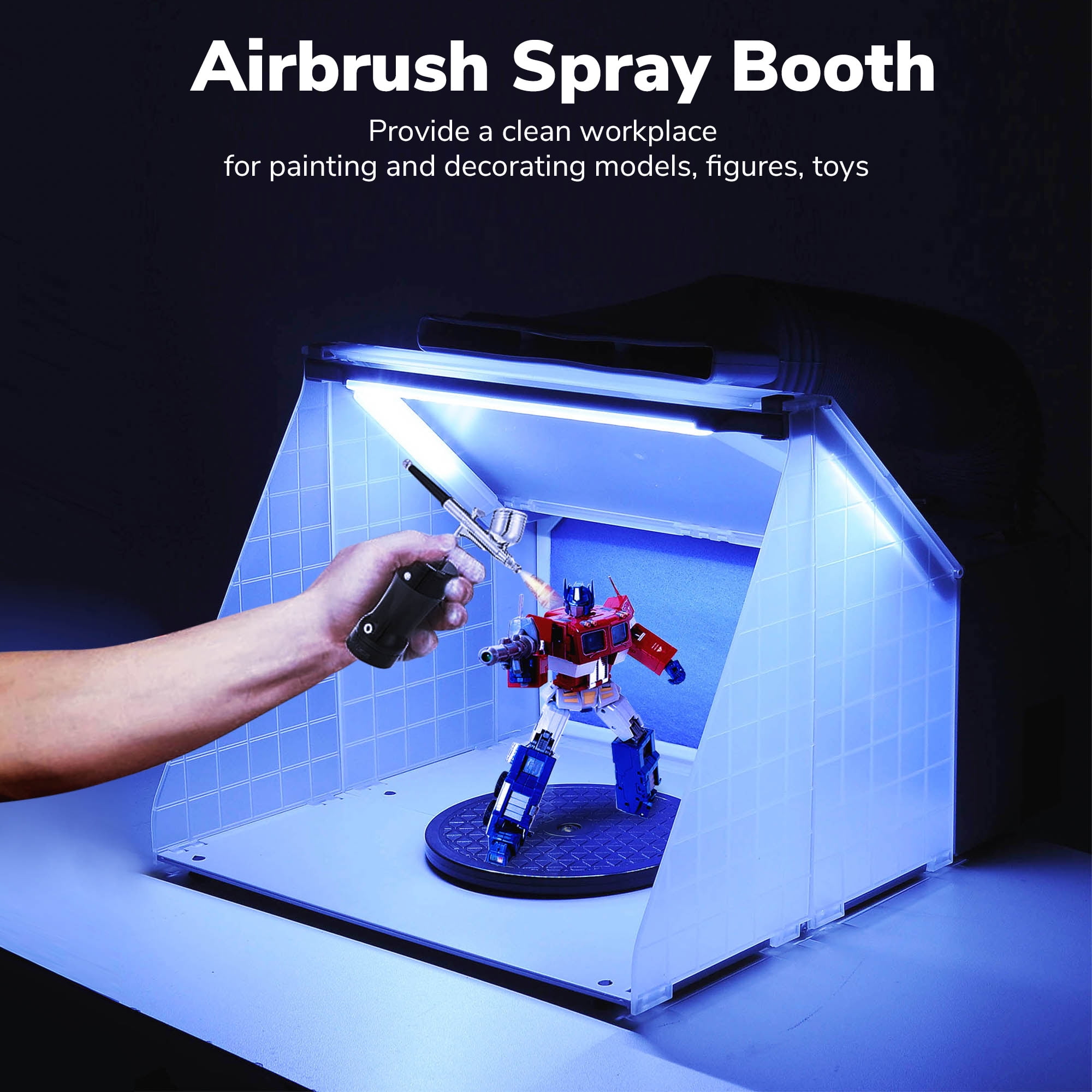 Bulldog Liquidators Valencia on Instagram: Airbrush Spray Booth with  Exhaust Fan - Portable Airbrush Paint Booth with Filter LED Lights, Air  Brush Kit for Model Painting, Hobby Painting, Crafts, Cake, T-Shirt DIY