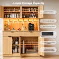 thumbnail image 5 of Hijob 71" Tall Fluted Pantry Cabinet Storage with 47.2" Wide Coffee Bar, Kitchen Buffet Hutch with LED Light and Charging Station, Microwave Shelf, Drawers, Natural, 5 of 8