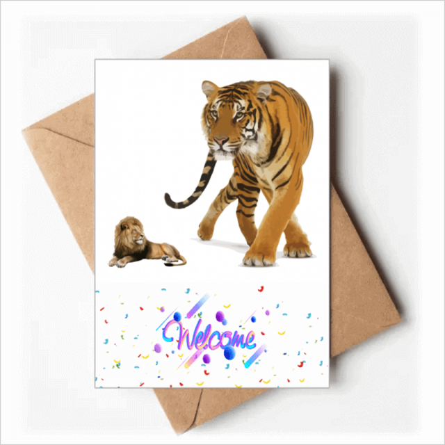 Name Cat Tiger Ferocious Art Deco Fashion Welcome Back Greeting Cards Envelopes Blank