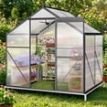 thumbnail image 6 of 6x4 FT Outdoor Greenhouse, Easy Setup Polycarbonate Greenhouse with Adjustable Roof Vent, Sliding Door, and Durable Aluminum Frame for Backyard Gardening, 6 of 6