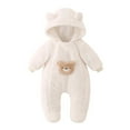 thumbnail image 3 of Letdown Baby Plush Snowsuit Winter Clothes with Fold-Over Zipper Baby Bear Hooded Thick Outfits with Footies Jumpsuit Romper Snowsuit Outwear (White,18-24 Months), 3 of 9
